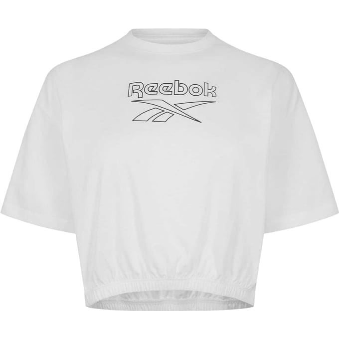 Reebok Katoenen cropped T-shirt voor dames (normale pasvorm) (Wit)
