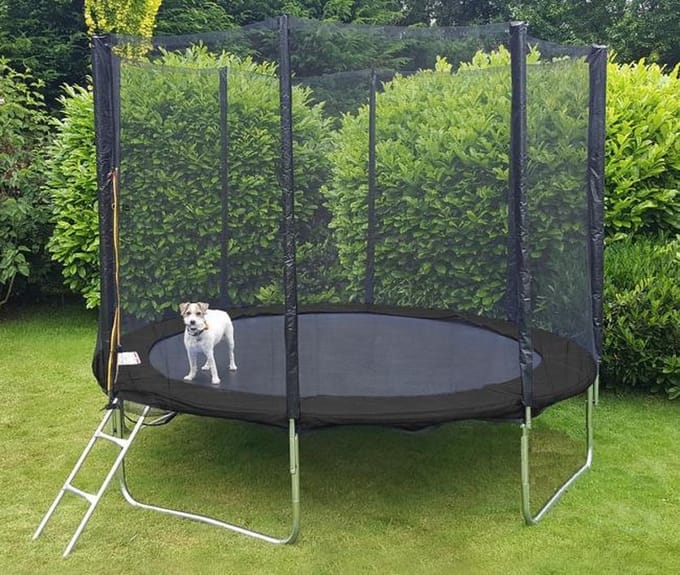 Trampoline 305 cm zwart - met veiligheidsnet & ladder - tot 120 kg