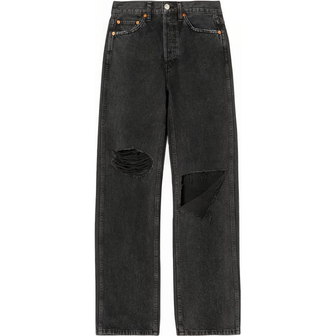 RE/DONE 90s High Rise Loose Washed Blk With Rip Taglia: 24 | Jeans straight fit Outlet | Donna | Bianco