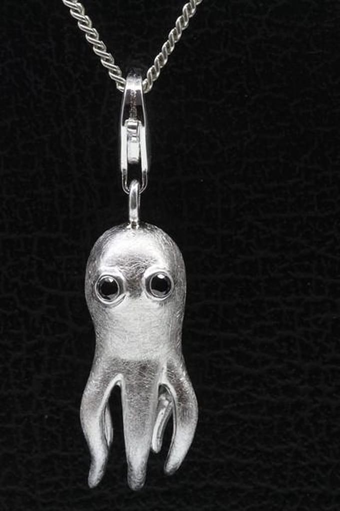 Zilveren Octopus mat hanger én bedel
