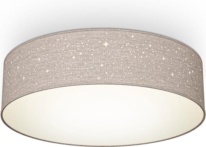 B.K.LICHT - Decoratieve Plafondlamp - met sterrenhemel effect - kinderkamer lamp - taupe - rond - 2x E27 fitting - Ø38cm