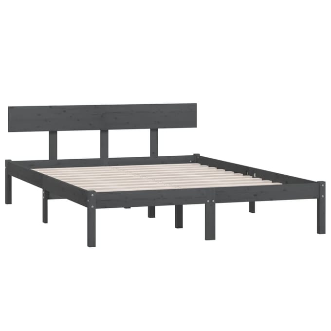 vidaXL - Bedframe - massief - hout - grijs - 120x190 - cm