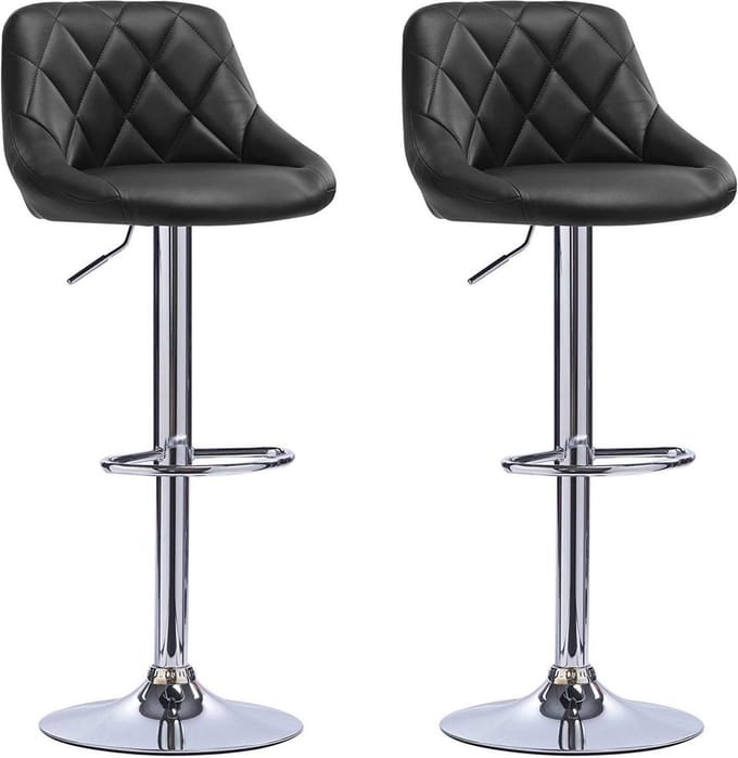 Barkruk - Rugleuning - Ergonomisch - Verstelbaar - Zithoogte 60-82cm - Zwart