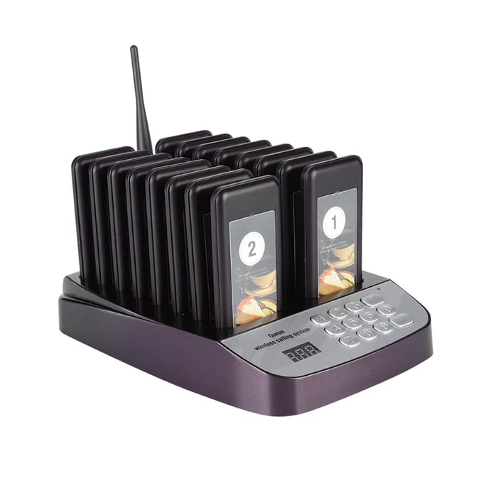Système de Bip Sans Fil Restaurant Système d'Appel d'Attente 16 Bips US Plug black