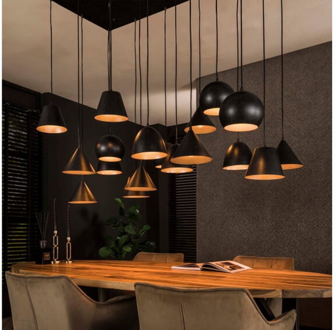 Hanglamp Modulo XXL metaal 18 lampen - Artic zwart