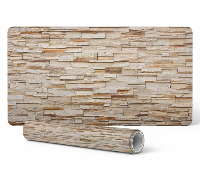 Antislip gamingmuismat met stenen muurmotief, 90x45 cm