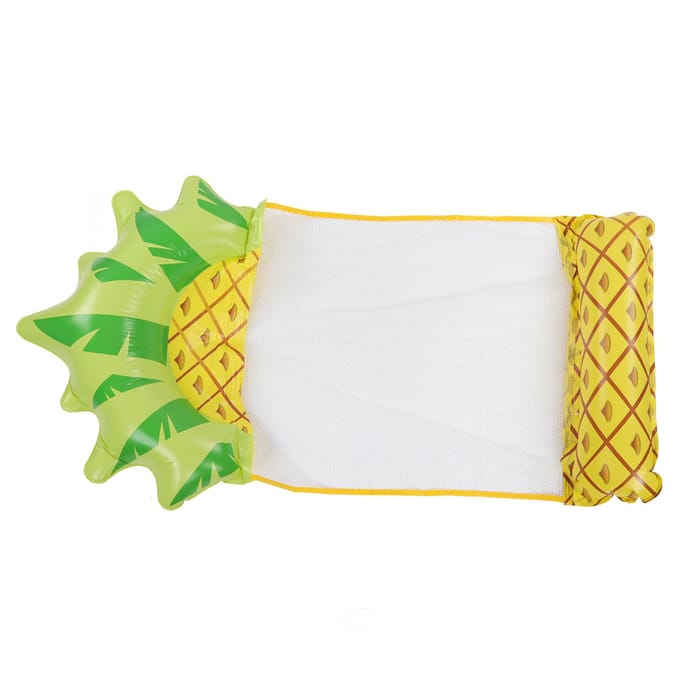 Waterhangmat Drijvend Loungestoel Ananas Fruitpatroon Opvouwbaar Multifunctioneel Opblaasbare Drijvende Loungestoel yellow