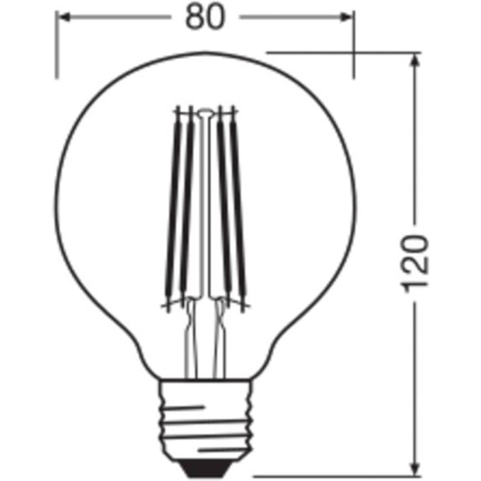OSRAM LED Vintage 1906, G80, E27, 7,2 W, goud, 2.400 K, dimbaar.