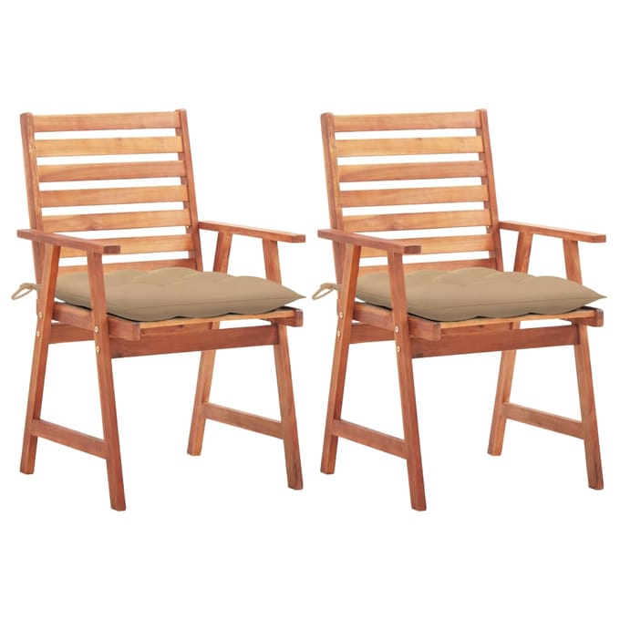 vidaXL - Tuinstoelen - 2 - st - met - kussens - massief - acaciahout