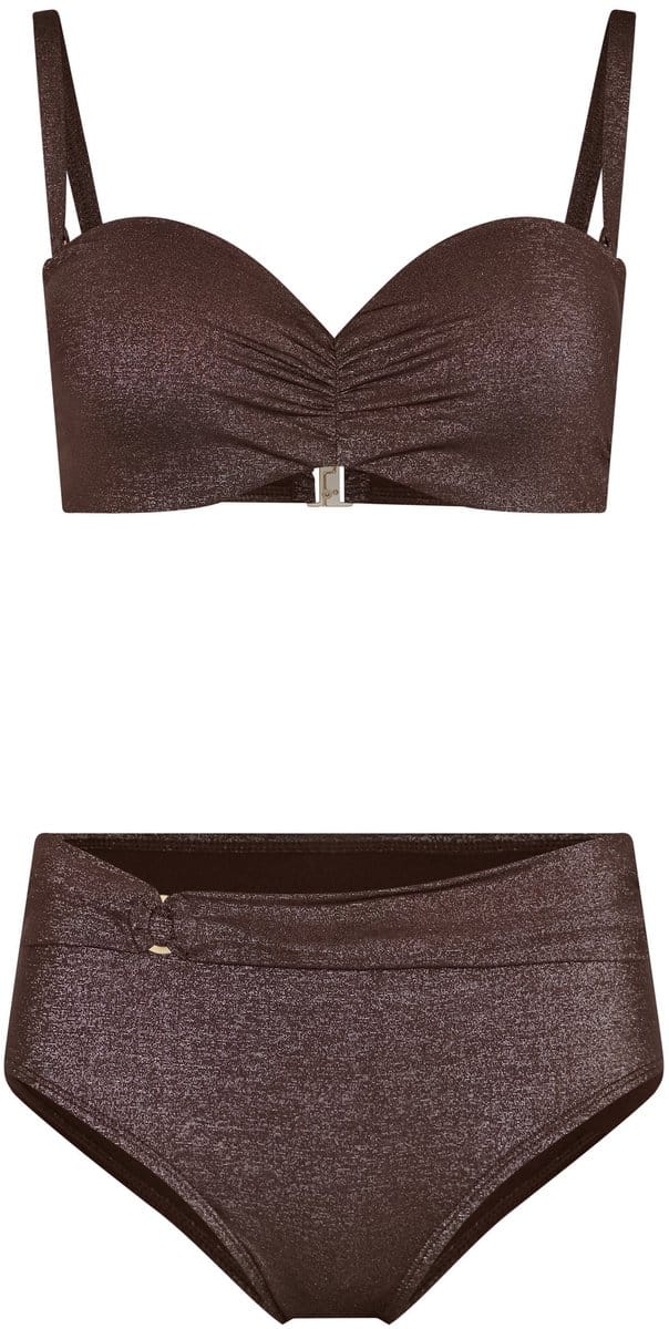 Pastunette - Bandeau Bikini - Glam - Bruin - Shimmer - Strapless - Maat 42