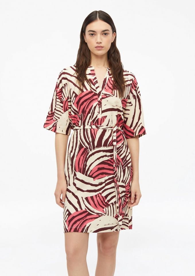 s.Oliver - female - Gestructureerde jersey jurk met riem en knoopsluiting
