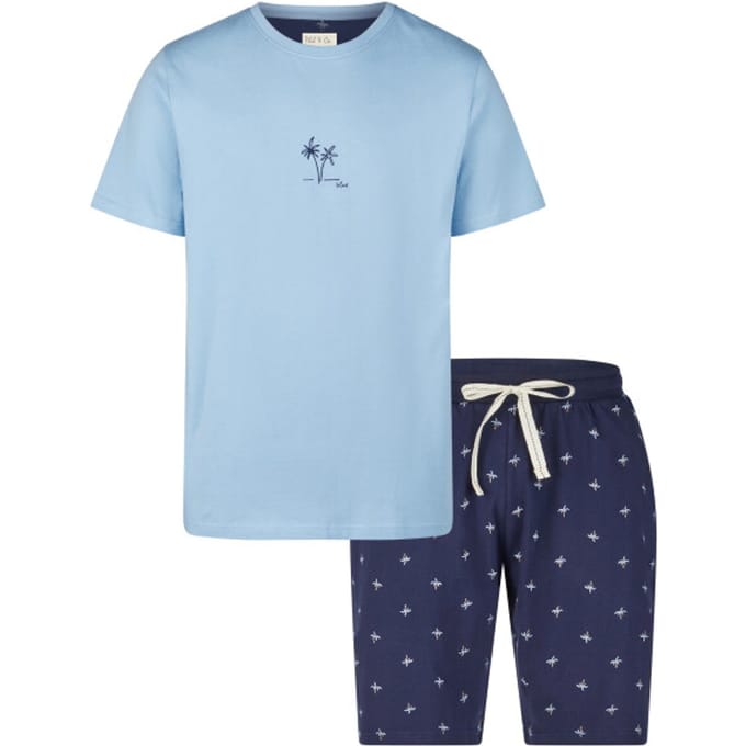 Phil & Co Heren Shortama Korte Pyjama Set Lichtblauw - Maat XL