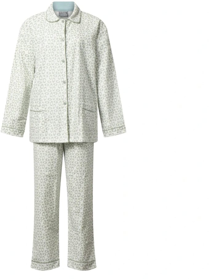 Lunatex - klassieke dames pyjama 641977 - flanel - green egg - maat S