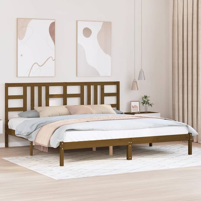 vidaXL - Bedframe - massief - hout - honingbruin - 200x200 - cm