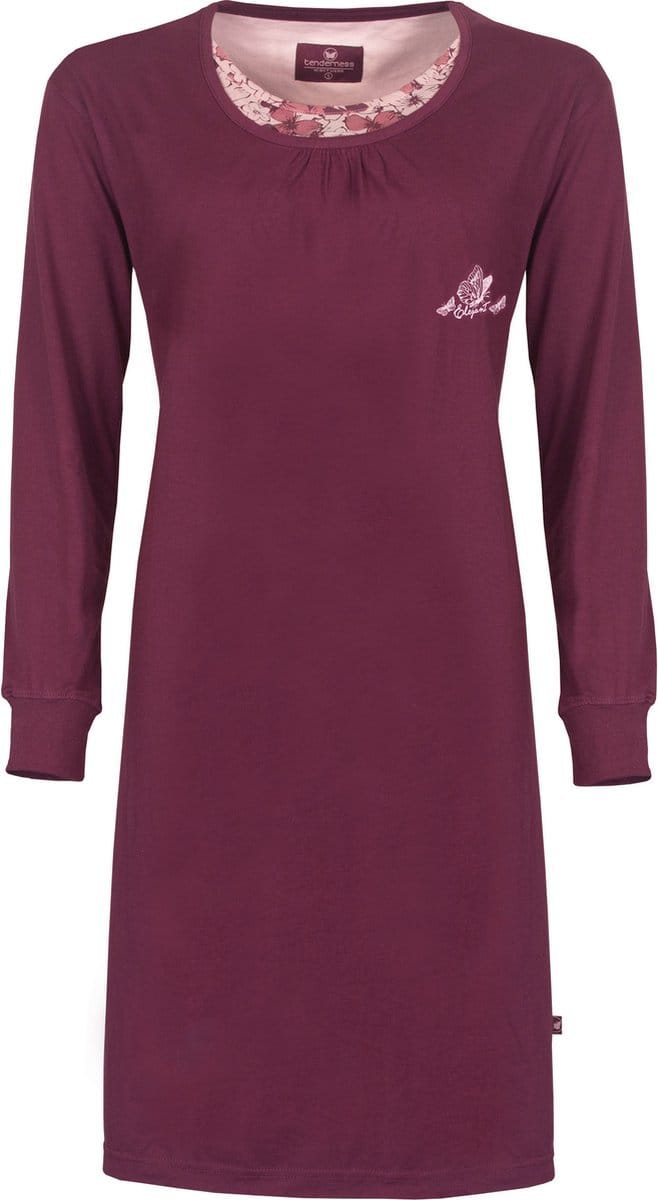 Tenderness Dames Nachthemd - Katoen - Bordeaux Rood - Maat M