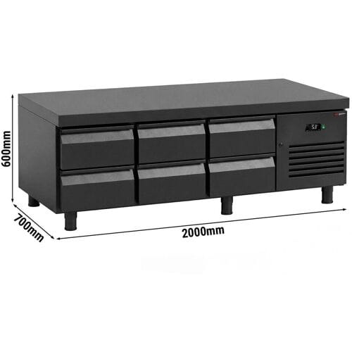 GGM Gastro Kühlunterbau - 2000mm - 288 Liter - 6x GN 1/1 Schubladen - Mattschwarz