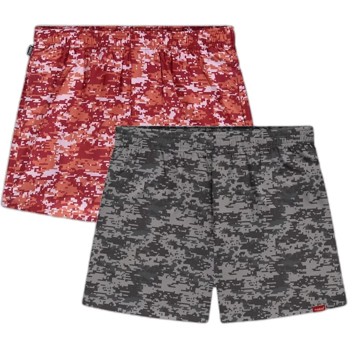 Pockies heren giftbox 2P wijde boxershorts camo rood & grijs
