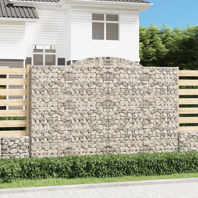 vidaXL - Schanskorven - 12 - st - gewelfd - 300x50x200/220 - cm - ijzer
