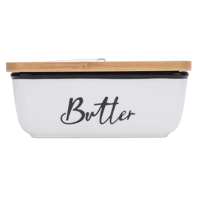 Boterschaal Rechthoekige Vorm Multifunctioneel 500ml Inhoud Boterhouder Dienblad voor Keuken Wit White beige