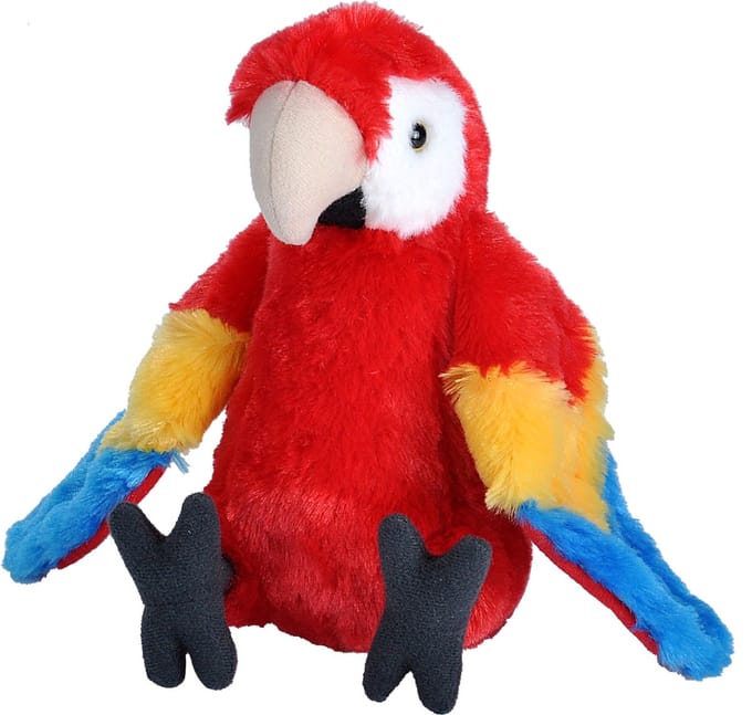 Wild Republic Pluche Papegaai/Ara - knuffel vogel - 20 cm - bos vogel knuffel