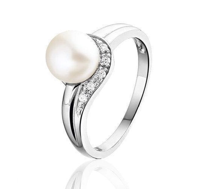 Montebello Ring Pam - Zilver Gerhodineerd - Parel - 7mm - Maat 56-17.8mm