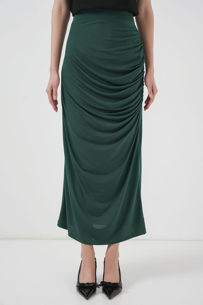 Aangesloten Midi Jersey Rok met Voering