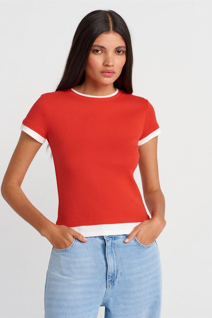 Dames Slim Fit Katoenen Rondhals T-Shirt