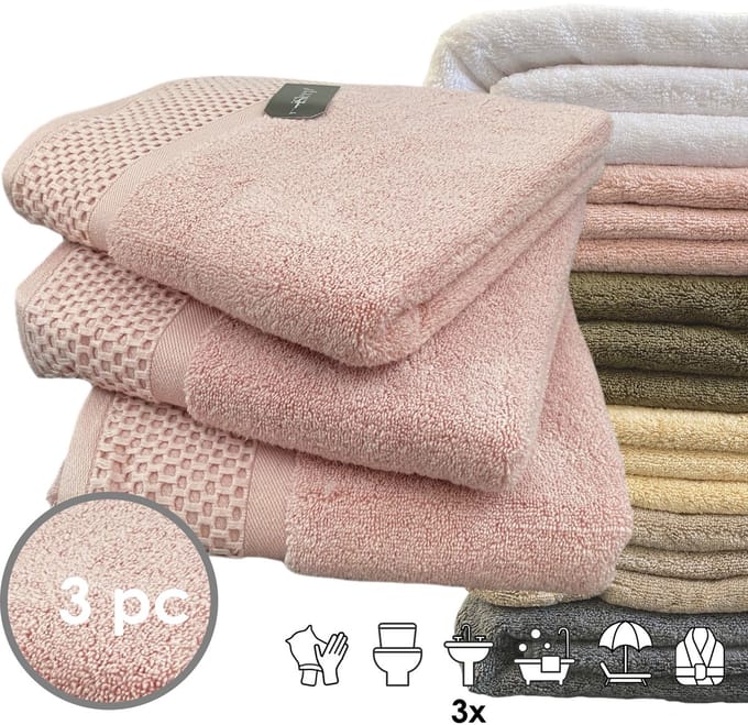 iSleep Deluxe Handdoek - 3 Stuks - 60x110 cm - Roze
