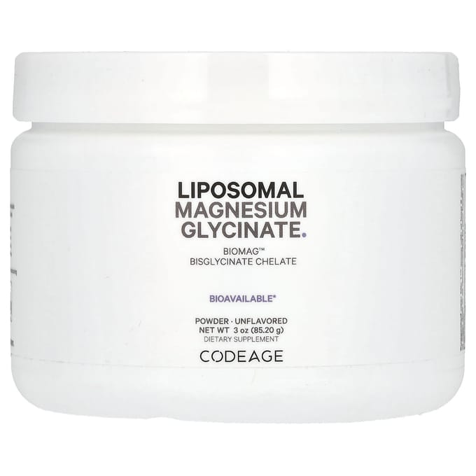 Codeage, Poudre de Glycinate de Magnésium Liposomal, Non aromatisée, 3 oz (85.2 g)