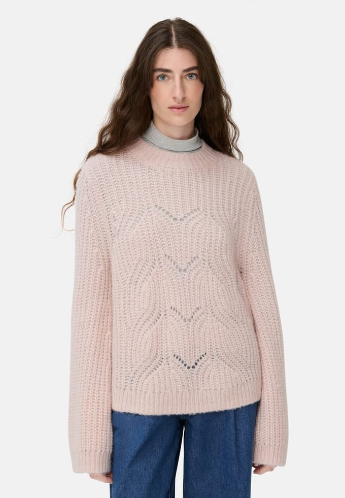 camel active Trui met gestructureerd breipatroon - Maat womenswear-L - Lila roze