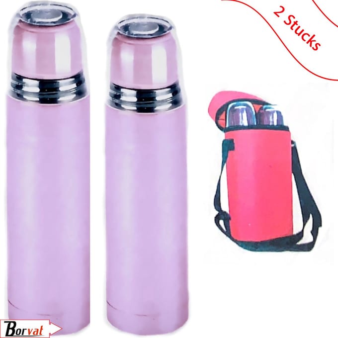 Borvat® | 3 in 1 Reis-set | 2 drink flessen | 1 draagtas | Roze