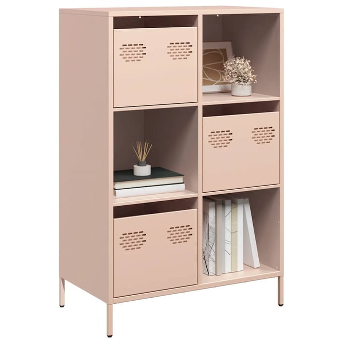 vidaXL - Hoge - kast - 68x39x103,5 - cm - staal - roze