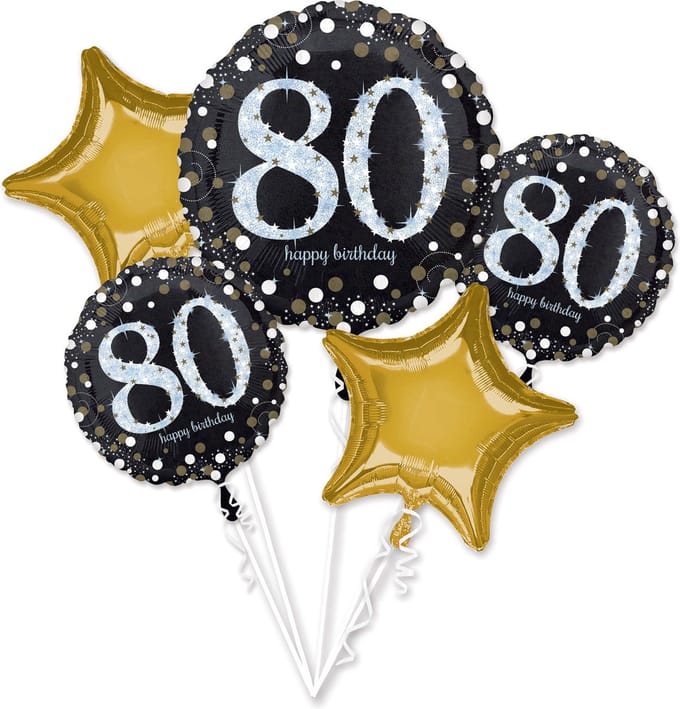 Amscan - Boeket Sparkling Birthday 80 5 Folie Ballonnen
