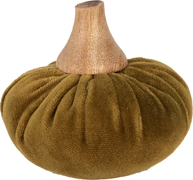 Clayre & Eef Decoratie Pompoen Ø 9x8 cm Groen Polyester Herfst decoratie