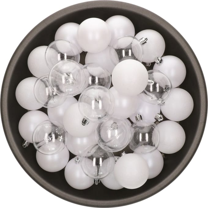 Decoris kerstballen - 25x stuks - 6 cm -kunststof - wit