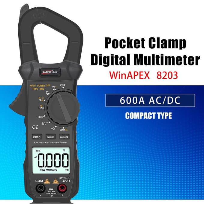 WinAPEX draagbare zakmultimeter 6000 telt True RMS digitale stroomtang 8203