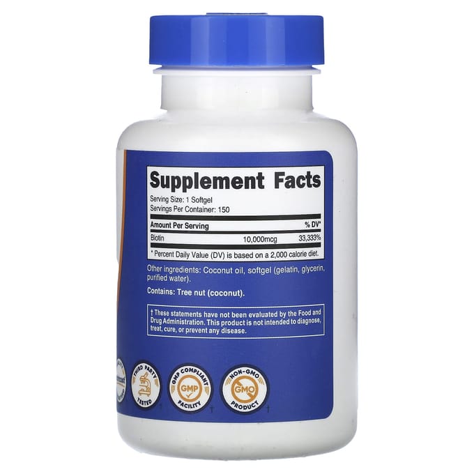 Nutricost, biotine, vitamine B7, 10 000 mcg, 150 gélules