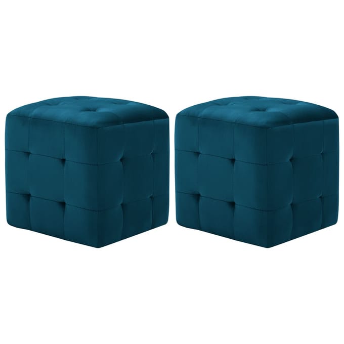 vidaXL - Nachtkastjes - 2 - st - 30x30x30 - cm - fluweel - blauw