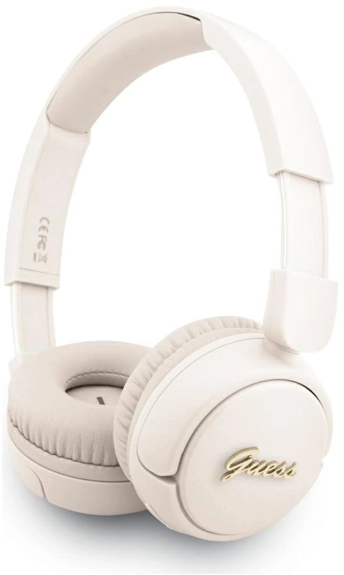 Guess On-Ear Hoofdtelefoon - Metalen Script Logo - Beige