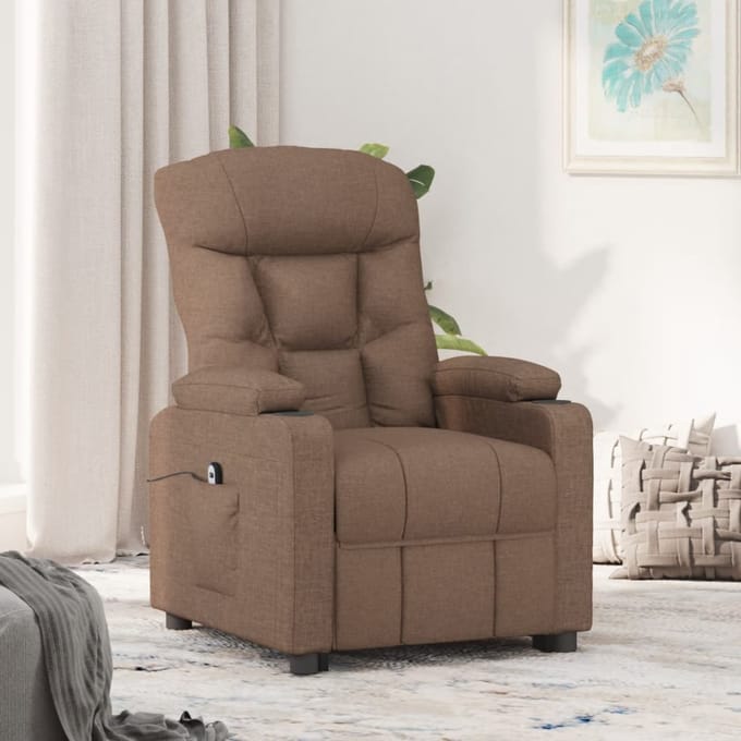 vidaXL - Fauteuil - verstelbaar - elektrisch - stof - bruin