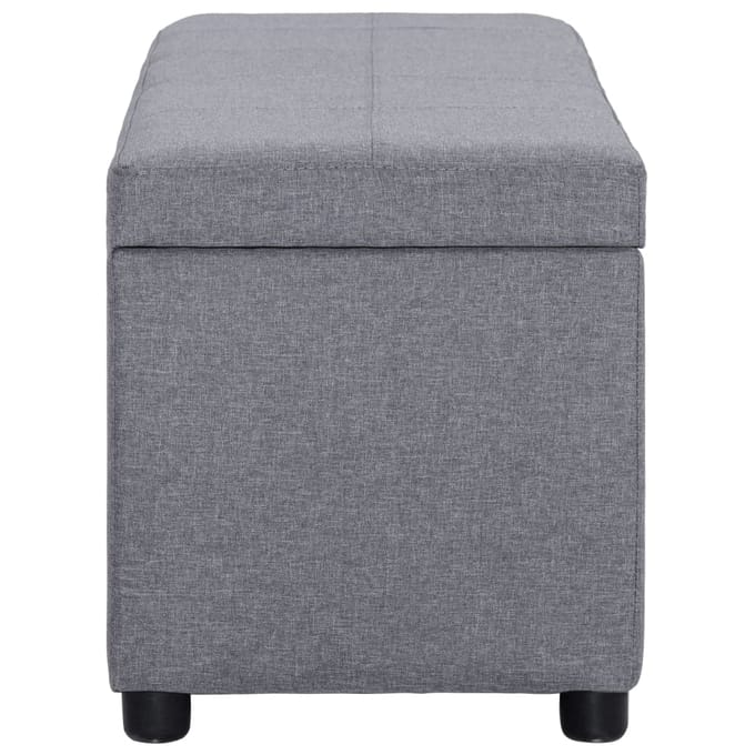 vidaXL - Bankje - met - opbergvak - 116 - cm - polyester - lichtgrijs