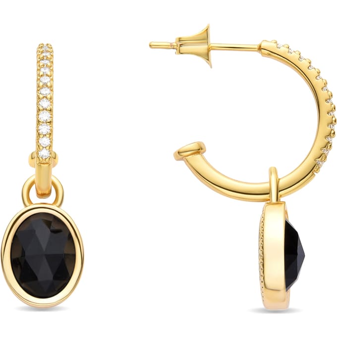 Boucles d'oreilles en cristal noir, finition or jaune 18 carats - Nyahau noir