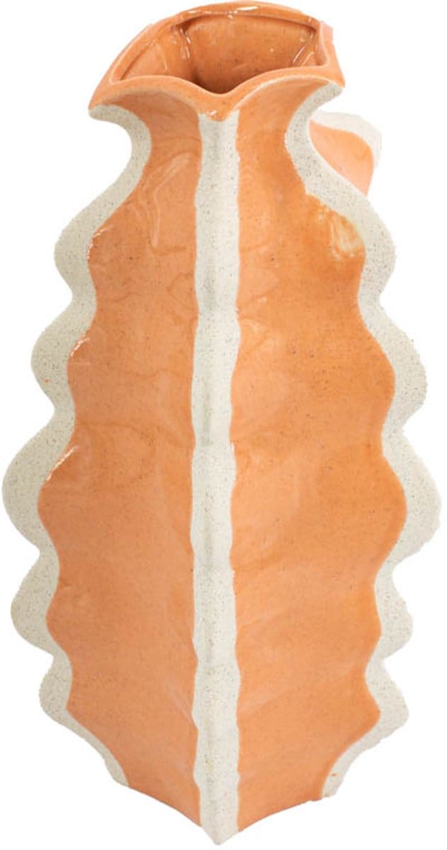 HomeBound by KY | Aardewerk vaas stripes sandstone | bloemenvaas