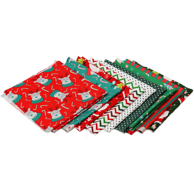 10 STUKS Kerst Katoen Stof Twill Bedrukking Modieus Decoratief DIY Katoenen Doek Naaien Handwerk red