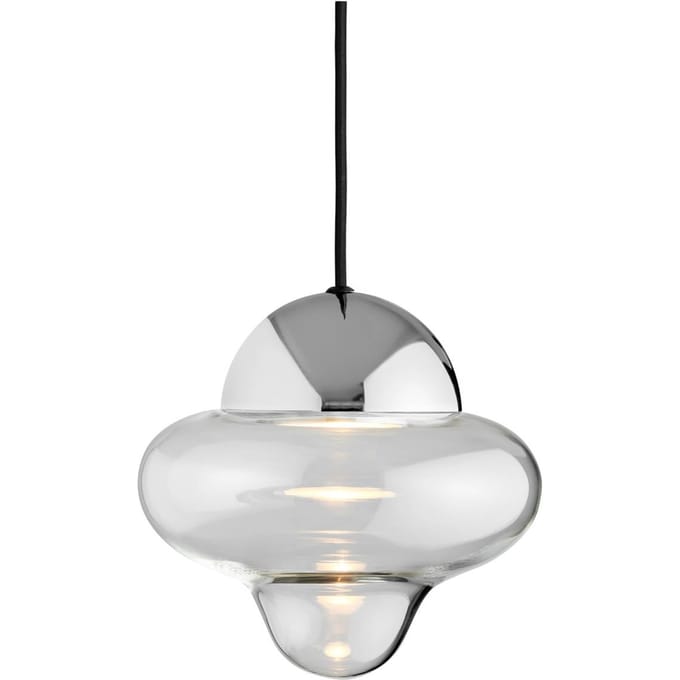 DESIGN BY US LED hanglamp Nutty, helder / chroomkleurig, Ø 18,5 cm, glas