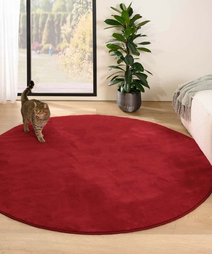 Rond zacht vloerkleed - Plush rood 160