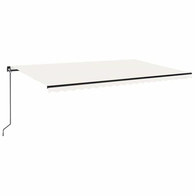 vidaXL - Luifel - handmatig - uittrekbaar - met - LED - 500x300 - cm - crèmekleurig