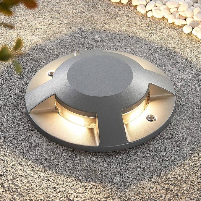 Lucande LED-vloerspot Jeffrey, zilver, 4 lichtuitgangen
