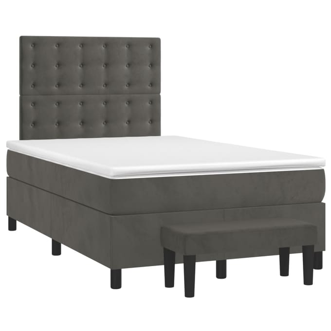 vidaXL - Boxspring - met - matras - fluweel - donkergrijs - 120x200 - cm
