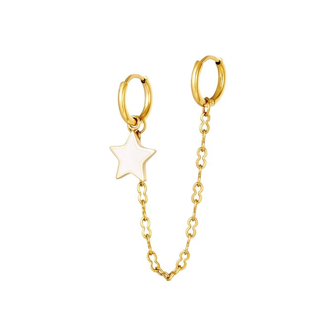 Yehwang - Oorbellen connected star - stainless steel - earparty - kadotip - goud - ster